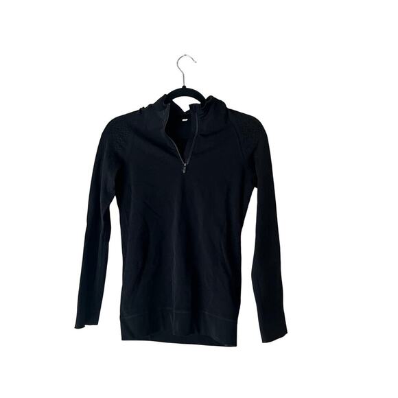 Lululemon Women’s Long Sleeve Mesh Shirt Swiftly Style Black 1/2 Zip Stretch - Picture 1 of 7